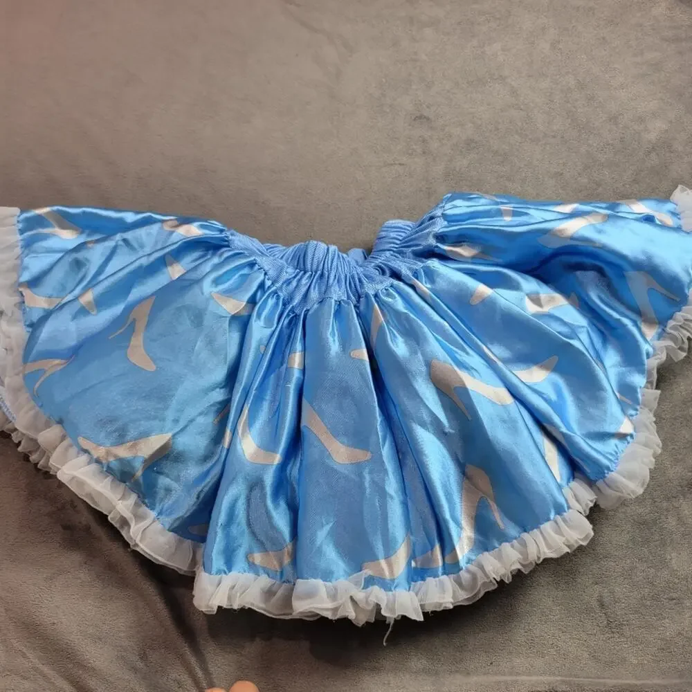 Disney Couture Cinderella Tutu Skirt Girls Size 6 Blue Full Circle Heel All Over